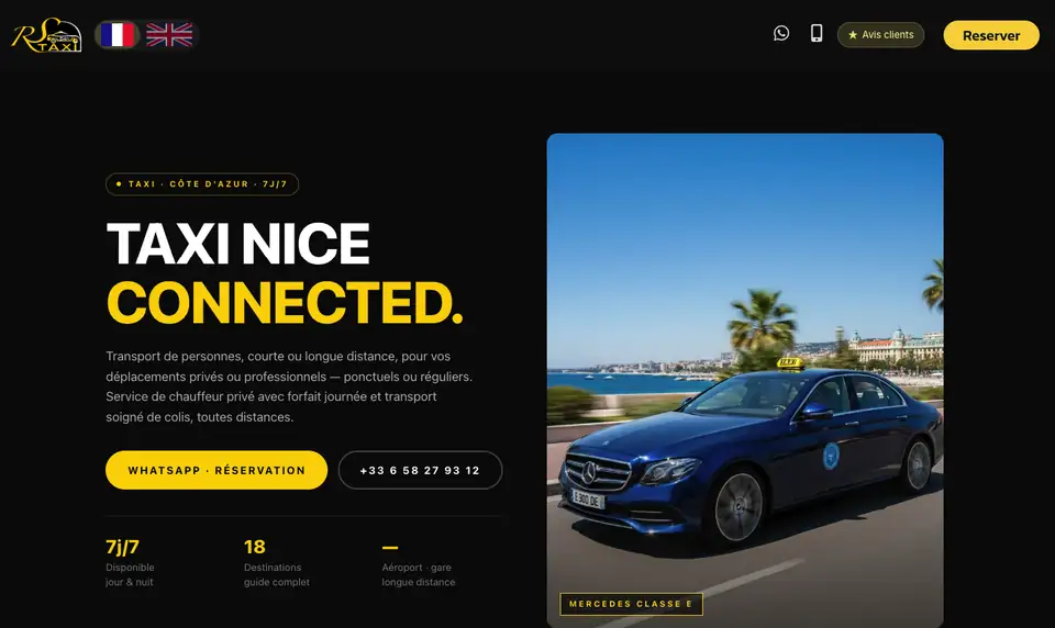 Page d'accueil du site RS Taxi 06 réalisé par Artisan Digital